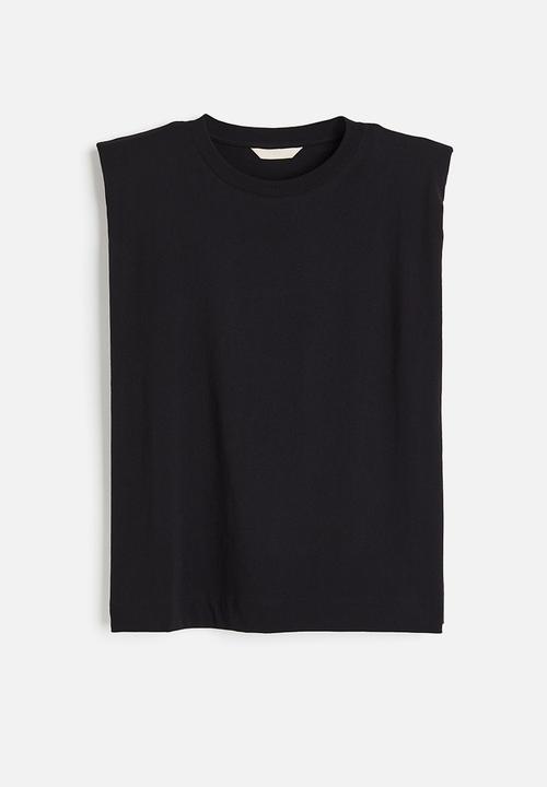 H&M - Oversized shoulder-pad top - black