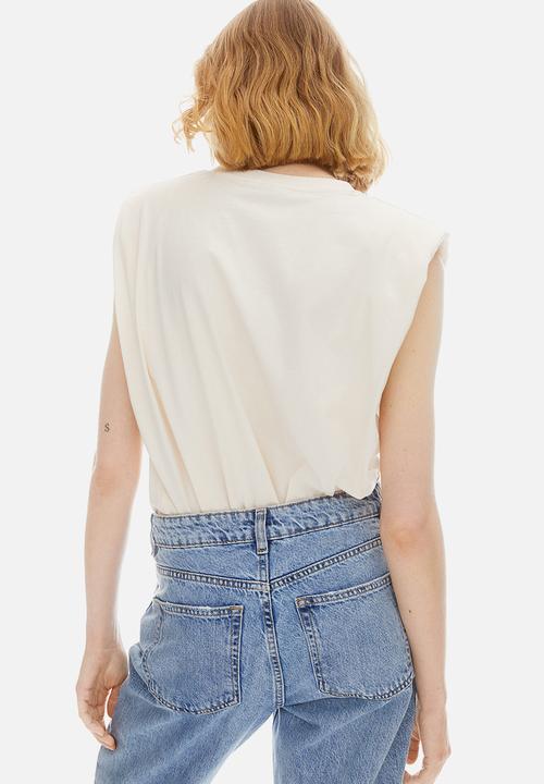 H&M - Oversized shoulder-pad top - cream