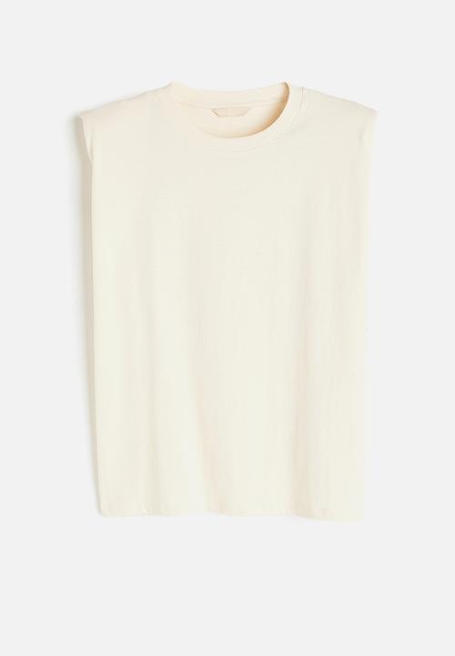 H&M - Oversized shoulder-pad top - cream