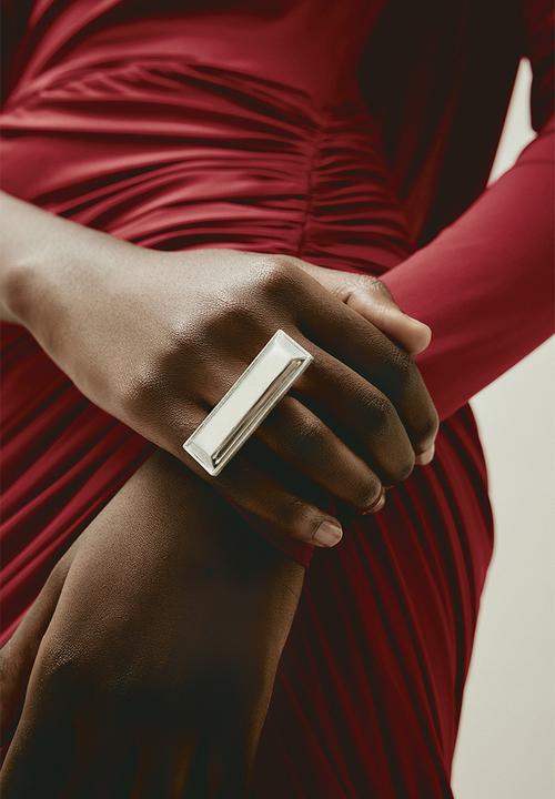 H&M - H&M Studio: Sparkling stone-embellished ring - silver-coloured