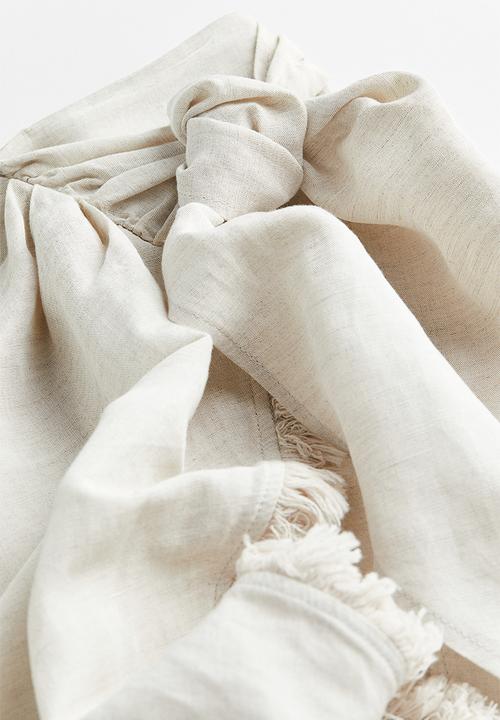 H&M - Linen-blend wrapover skirt - light beige