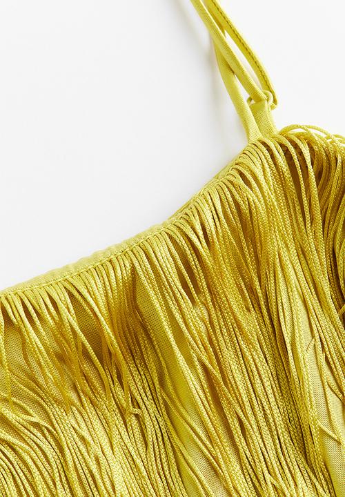 H&M - Fringed satin cropped top - yellow