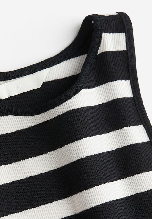H&M - Ribbed vest top - black & white striped