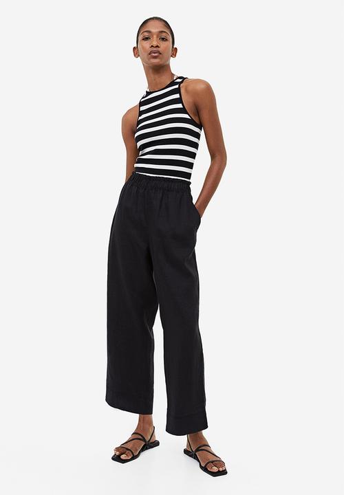 H&M - Ribbed vest top - black & white striped
