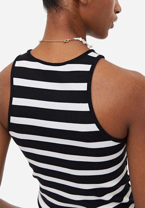 H&M - Ribbed vest top - black & white striped
