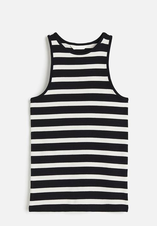 H&M - Ribbed vest top - black & white striped
