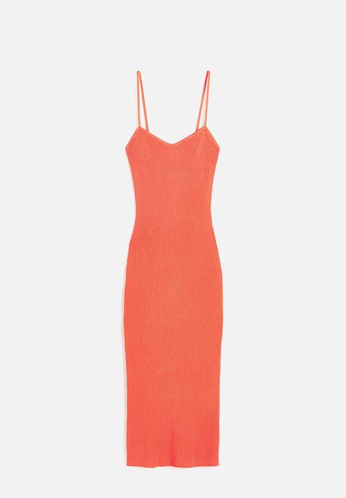 H&M - Rib-knit slip dress - orange