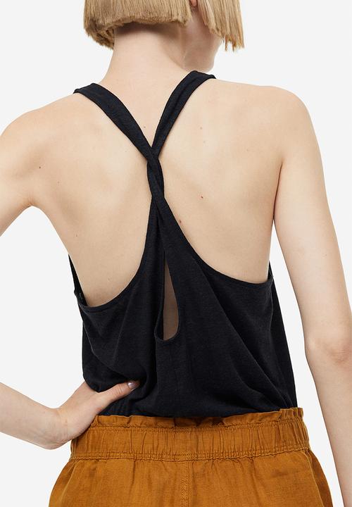 H&M - Linen-blend vest top - black