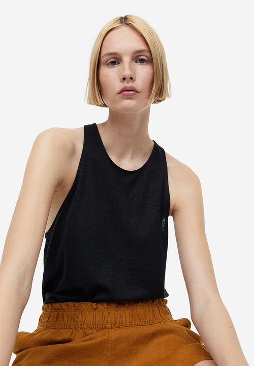 H&M - Linen-blend vest top - black