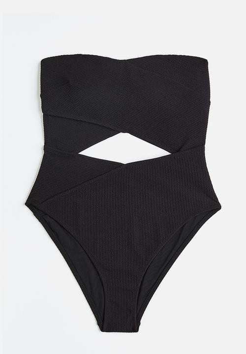 H&M - High-leg bandeau swimsuit - black
