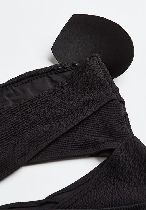 H&M - High-leg bandeau swimsuit - black