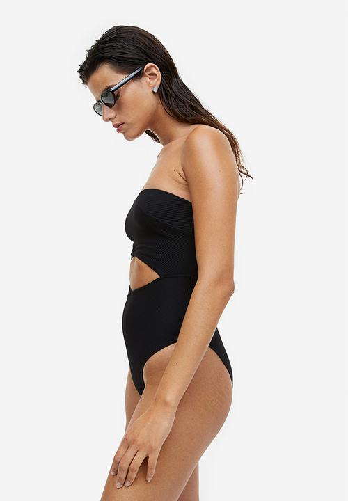 H&M - High-leg bandeau swimsuit - black