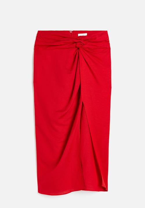 H&M - Knot-detail skirt - red