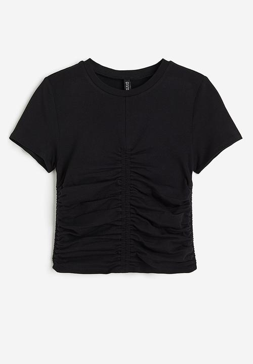 H&M - Gathered jersey top - black