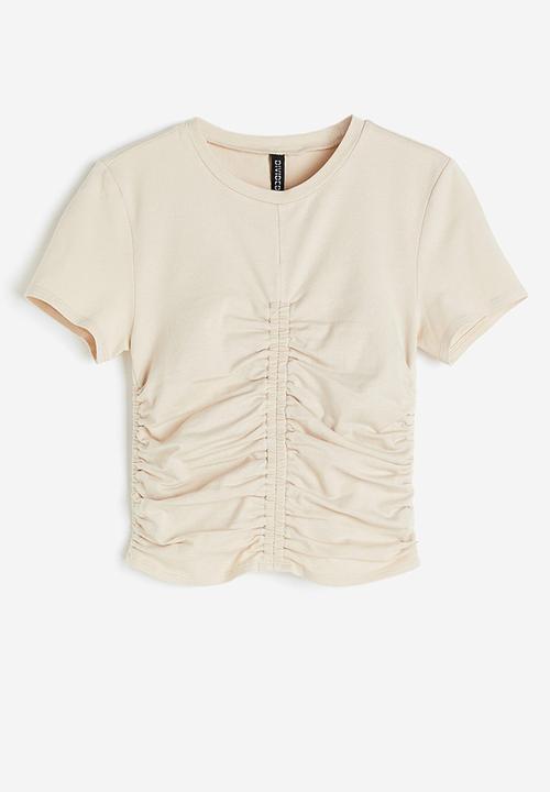 H&M - Gathered jersey top - light beige