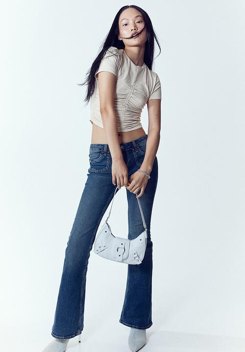 H&M - Gathered jersey top - light beige