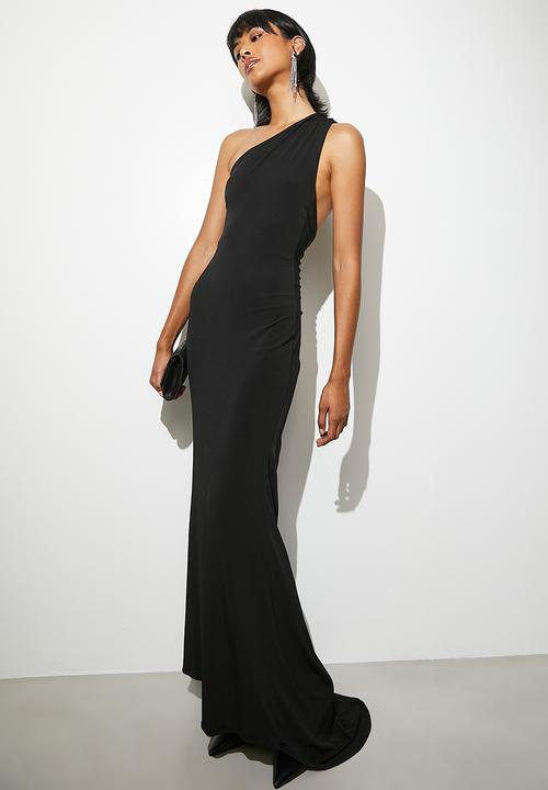 VELVET - Asym knit maxi dress - black