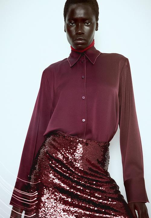 H&M - Sequined mini skirt - dark red