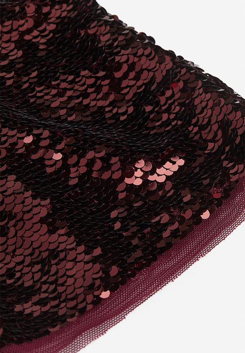 H&M - Sequined mini skirt - dark red
