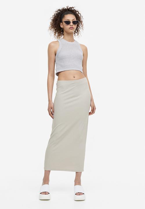H&M - Ribbed pencil skirt - light greige