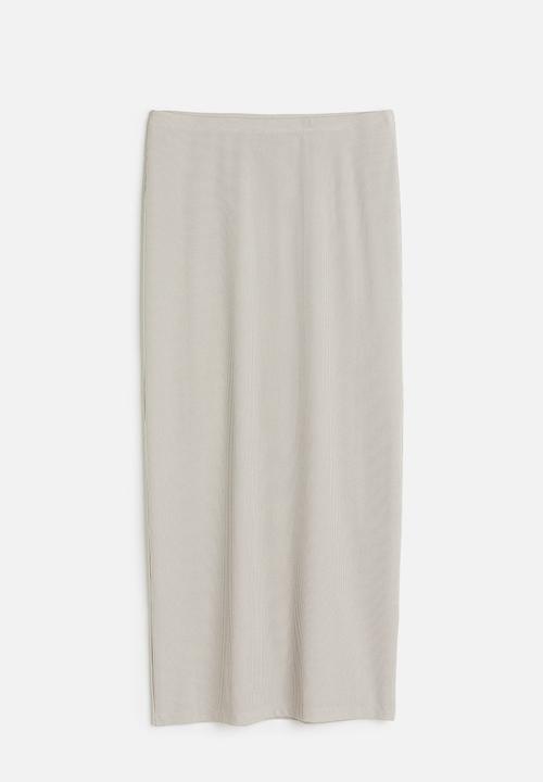 H&M - Ribbed pencil skirt - light greige