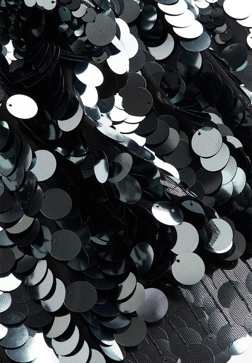 H&M - Sequined mini skirt - black/silver-coloured