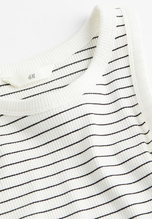H&M - Ribbed vest top - white/striped