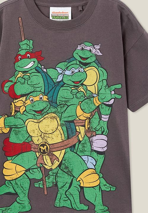 Cotton On - License drop shoulder short sleeve tee - lcn nic rabbit grey/tmnt & friends