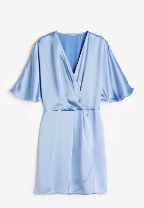 H&M - Satin wrap dress - light blue
