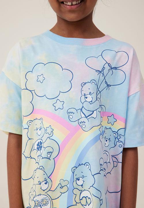 Cotton On - License drop shoulder short sleeve tee - lcn clc care bears/tie dye
