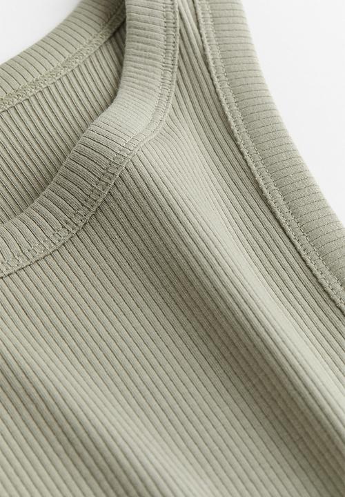H&M - Ribbed vest top - sage green