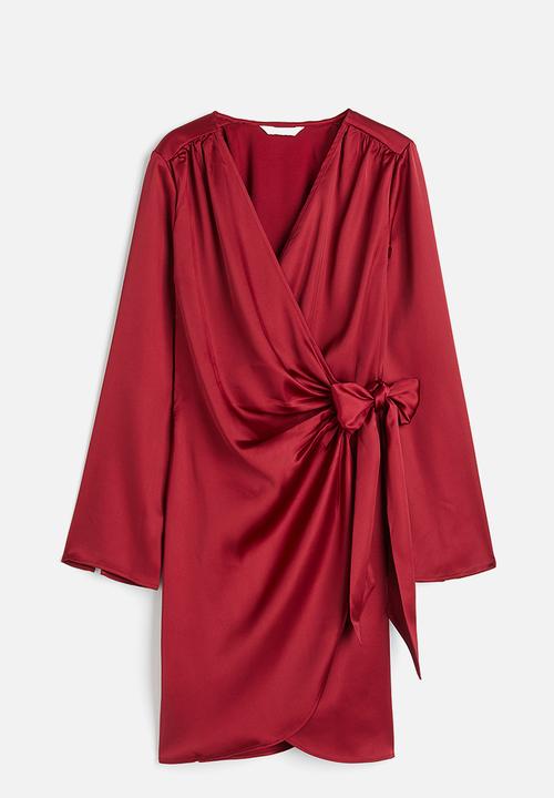 H&M - Satin wrap dress - dark red