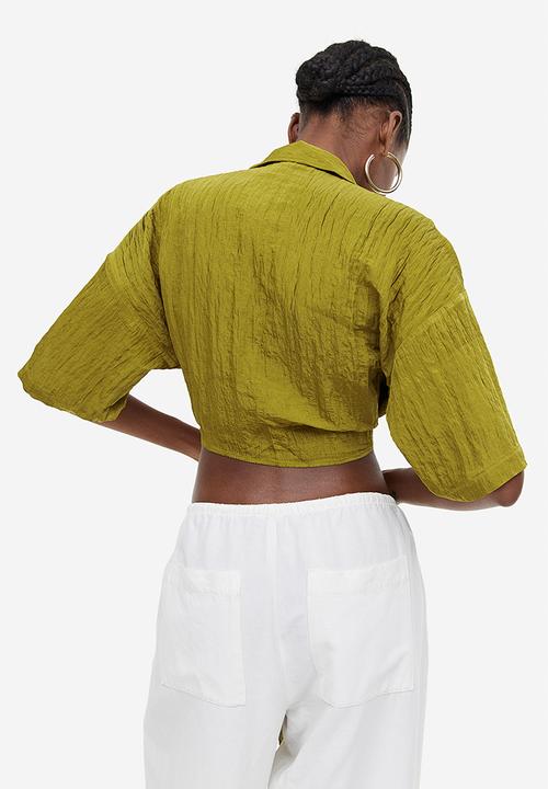 H&M - Tie-detail blouse - khaki green