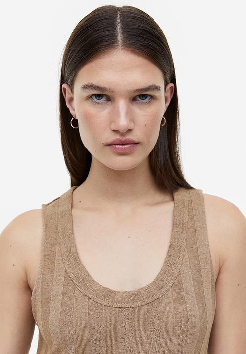 H&M - Rib-knit dress - dark beige 