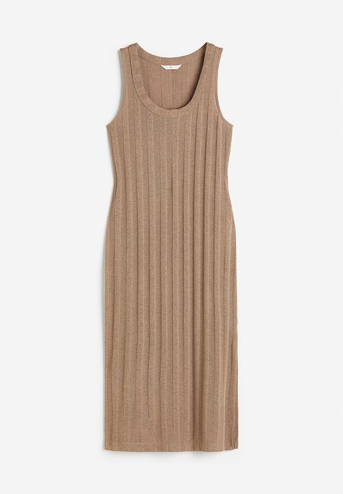 H&M - Rib-knit dress - dark beige 