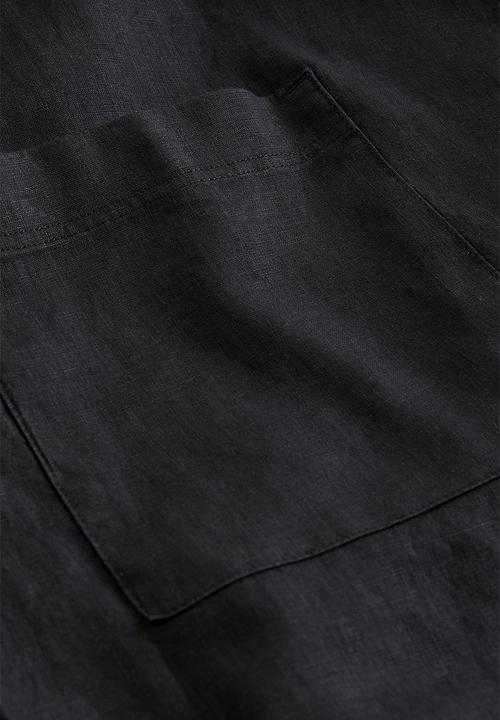 H&M - Washed linen dressing gown - black