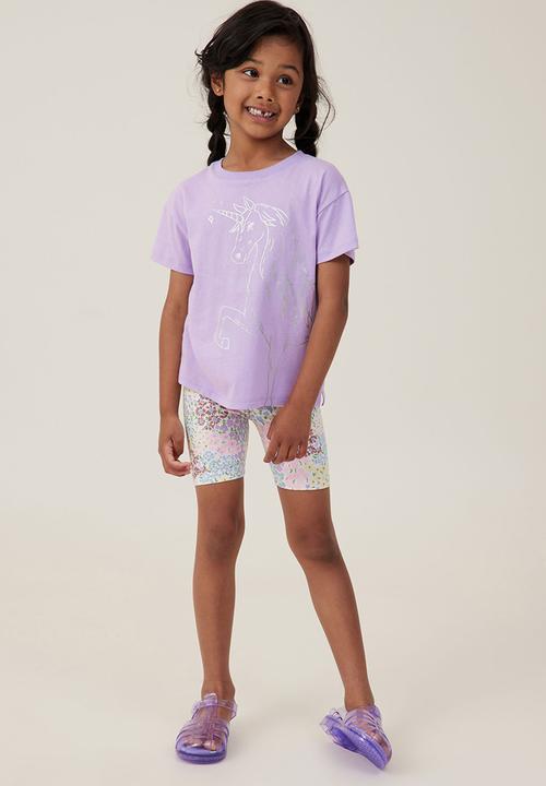 Cotton On - Poppy short sleeve print tee - lilac drop/unicorn