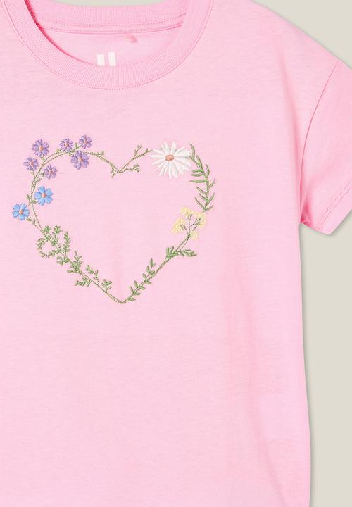 Cotton On - Poppy short sleeve print tee - cali pink/flower heart