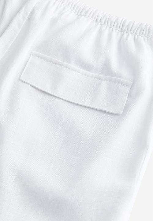 H&M - Wide linen-blend trousers - white