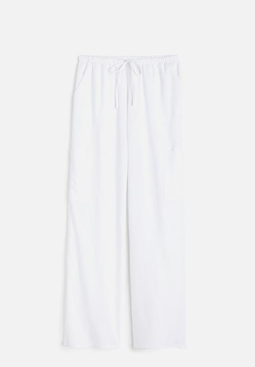 H&M - Wide linen-blend trousers - white