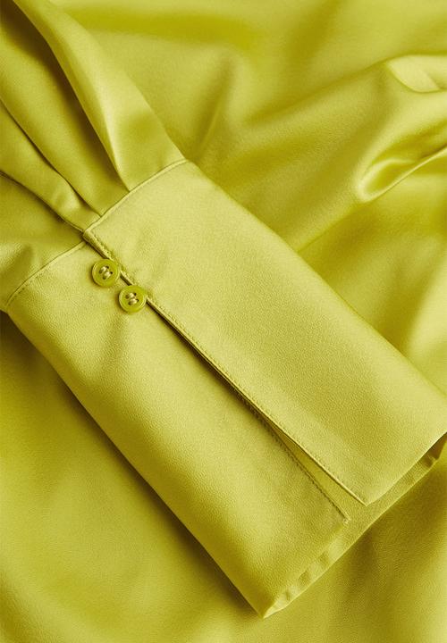 H&M - Satin wrap dress - yellow-green