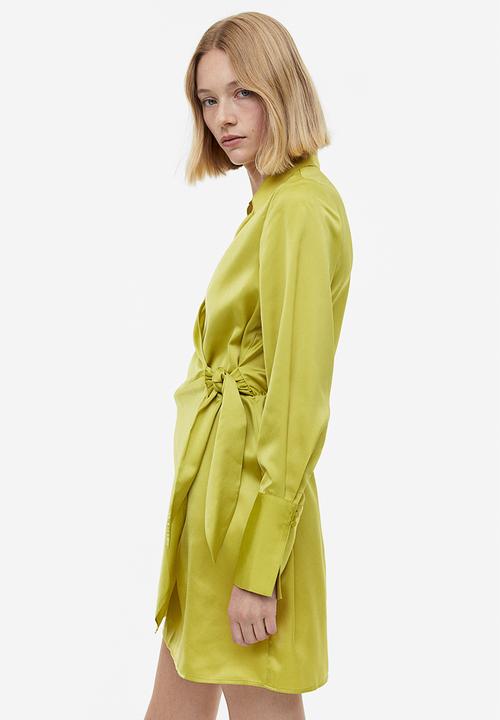 H&M - Satin wrap dress - yellow-green
