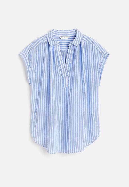 H&M - V-neck cotton blouse - blue