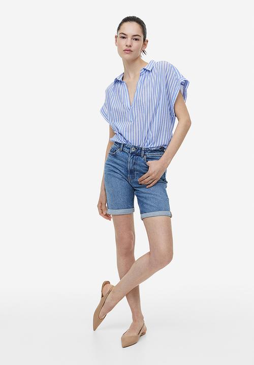 H&M - V-neck cotton blouse - blue