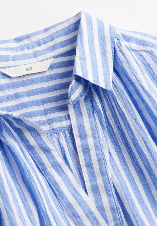 H&M - V-neck cotton blouse - blue
