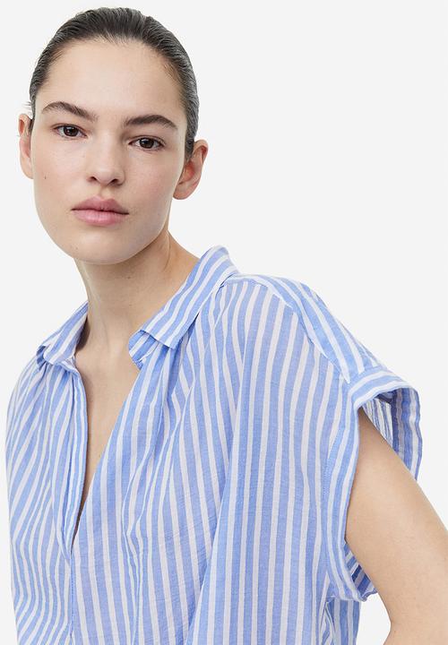 H&M - V-neck cotton blouse - blue