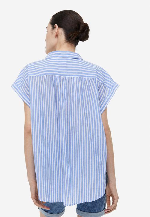 H&M - V-neck cotton blouse - blue