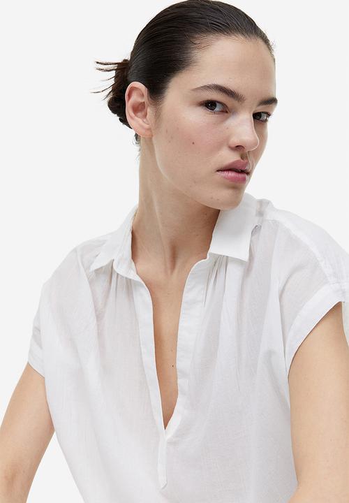 H&M - V-neck cotton blouse - white