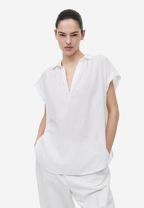 H&M - V-neck cotton blouse - white