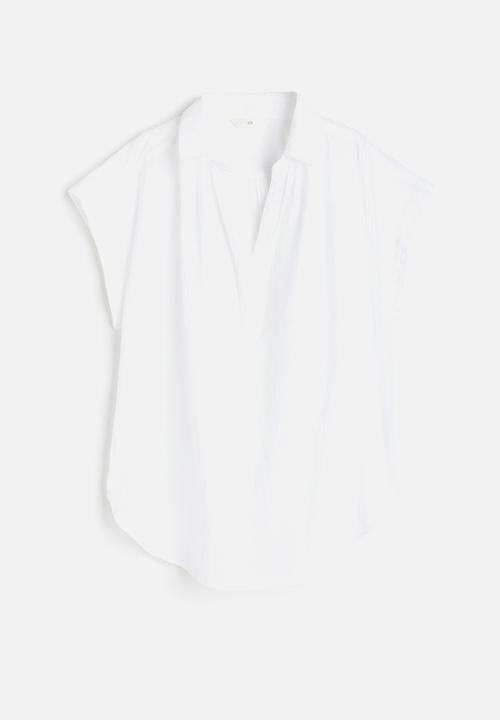 H&M - V-neck cotton blouse - white